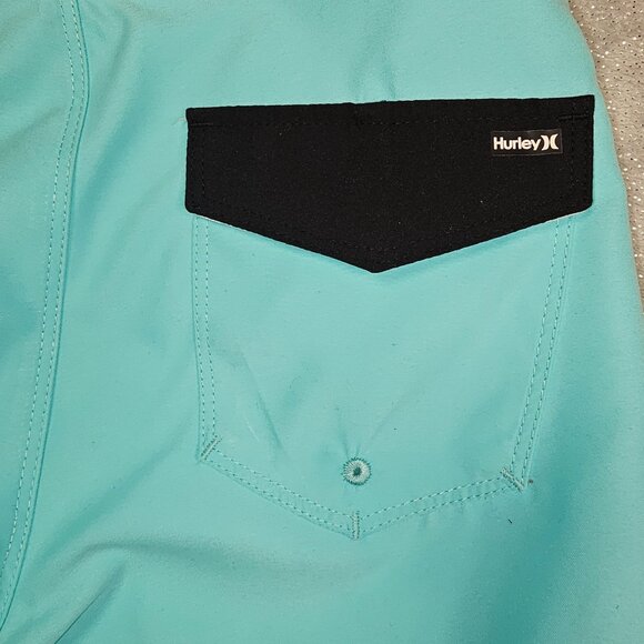 Hurley Boys 10/25 Aurora Green Boardshorts With Pocket & Drawstring Closure - Picture 6 of 9